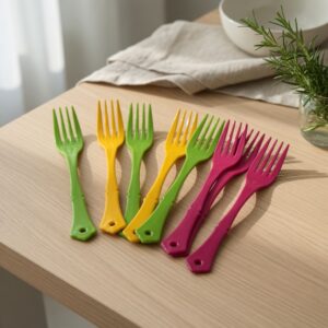 Alternative view of 6 Juegos 12 piezas cucharas/tenedores de Colores plástico $18 c/u