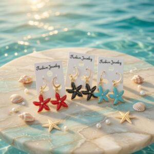 12 Aretes Estrellas de Mar Colores $9 c/u