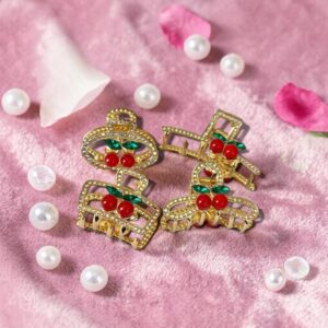 12 Pinzas Cereza con Pedrería Diseños $13 c/u