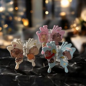 12 Pinzas Mariposas Capibaras/Labubu Decoradas $10.5 c/u