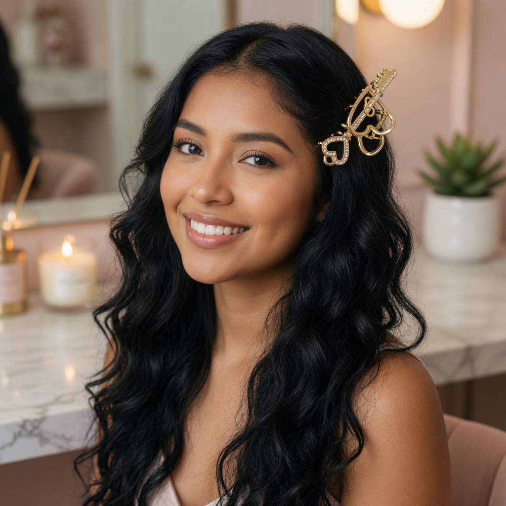 12 Pinzas para Cabello Doradas/Plateadas Corazón con Pedreria $26 c/u - Image 3