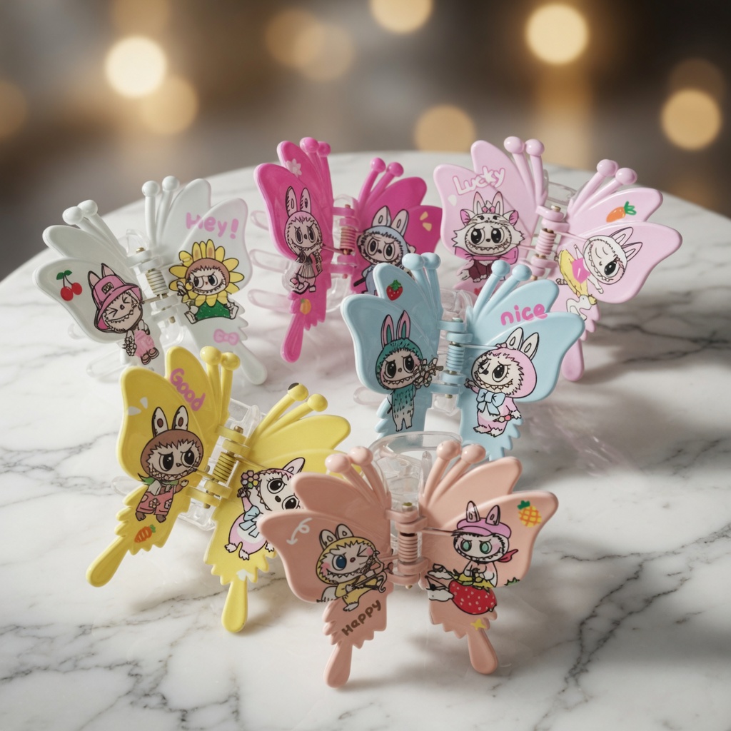 12 Pinzas Mariposas Capibaras/Labubu Decoradas $10.5 c/u - Image 3