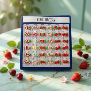 36 Aretes Cereza/Fresa Zirconia $3.58 c/u