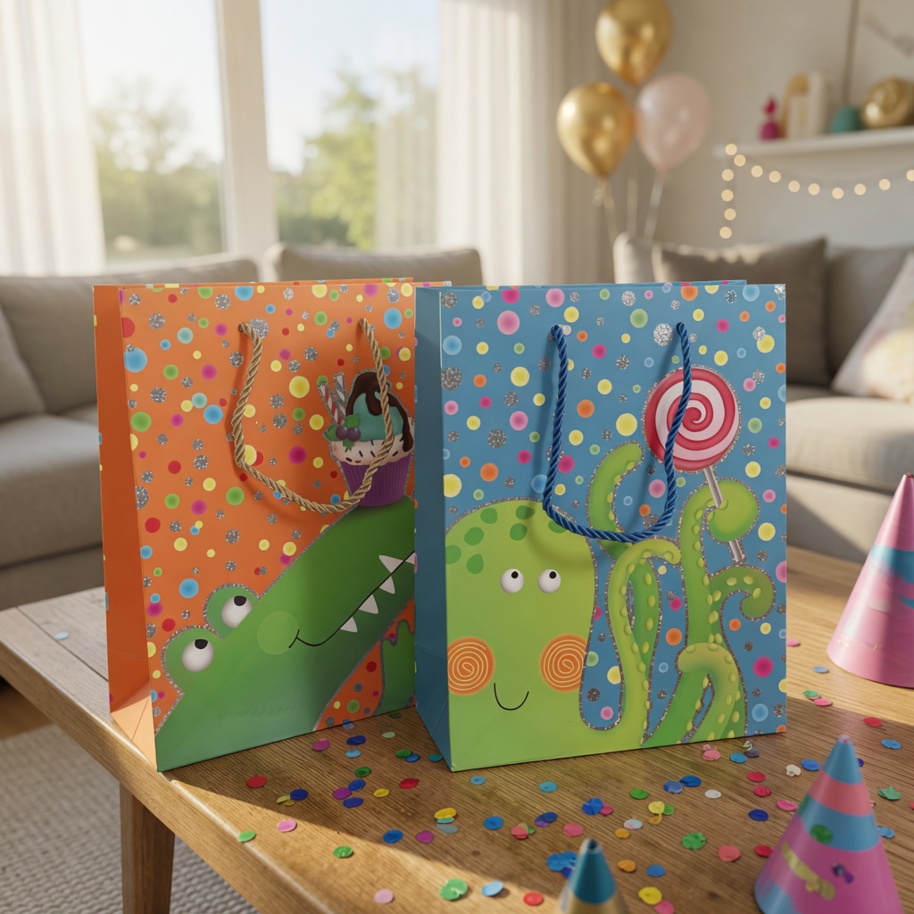 12 Bolsas de Regalo Medianas con Estampado Punteadas $13.5 c/u - Image 2