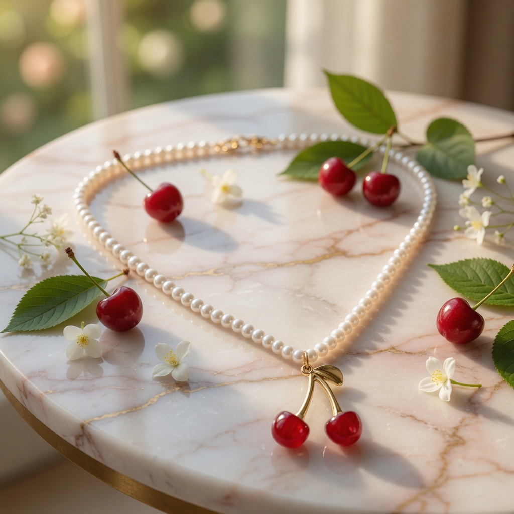 12 Collares Cereza y Perlas Hermosas $14.5 c/u - Image 3