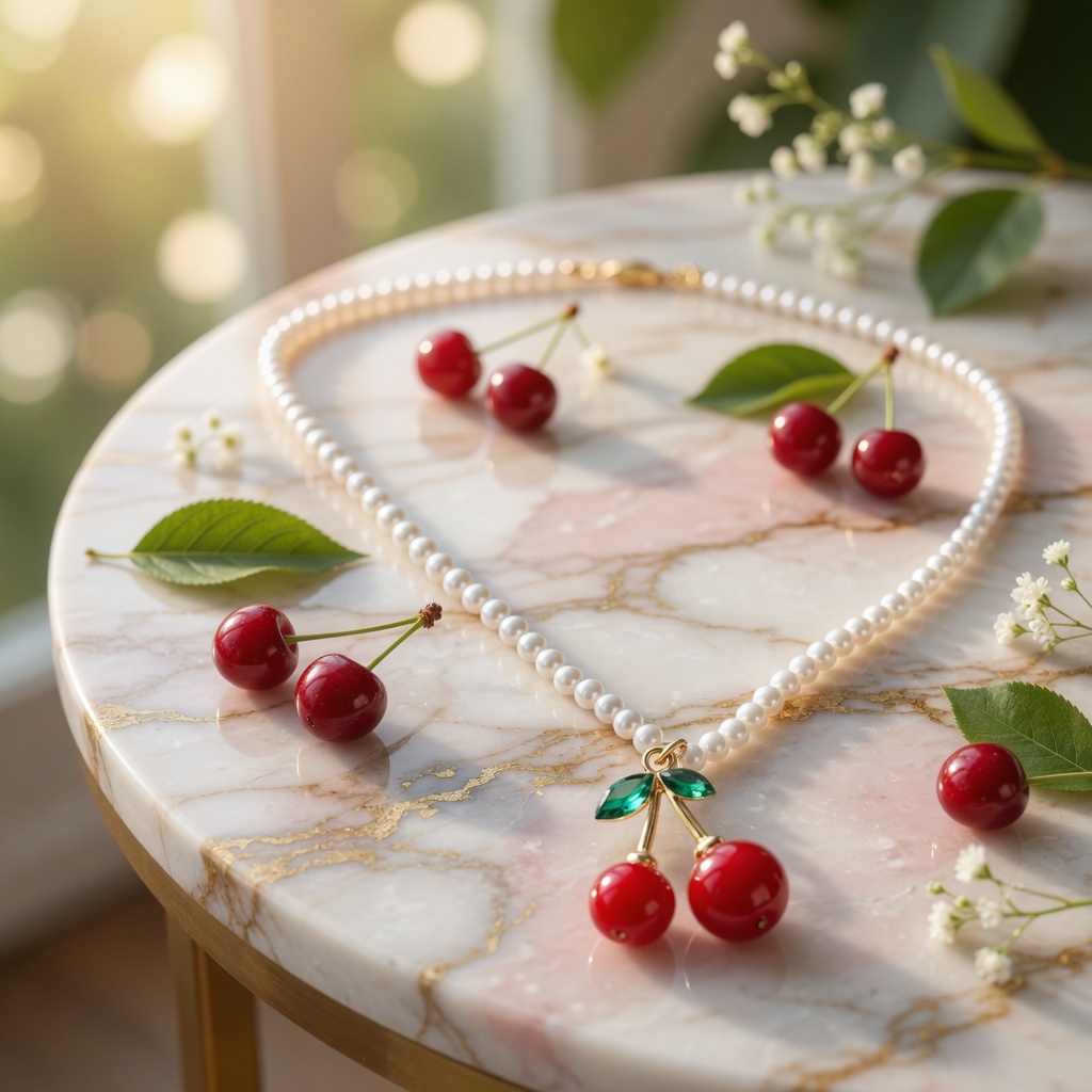12 Collares Cereza y Perlas Hermosas $14.5 c/u - Image 2
