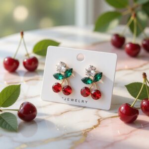 Alternative view of 12 Aretes Cerezas Dorados $12 c/u