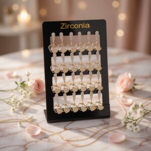 12 Aretes Dorados Pedreria Zirconia Corazon $17.7 c/u