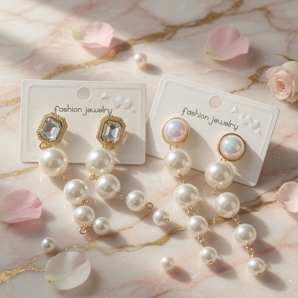 12 Aretes Perlas Colgantes con Pedreria $13.7 c/u - Image 2
