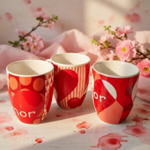 3 Tazas Cerámica Amor Corazones $29 c/u