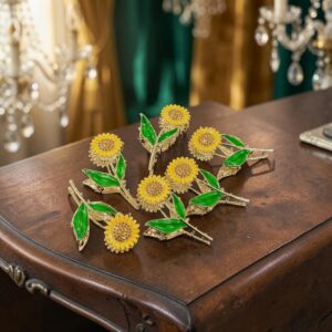 12 Pinzas Girasol Pedreria Linda Metalica $21 c/u