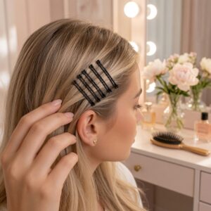 Alternative view of 4 Tiras con 60 Pasadores Clasicos Negros para Cabello $15 c/u