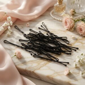 4 Tiras con 60 Pasadores Clasicos Negros para Cabello $15 c/u