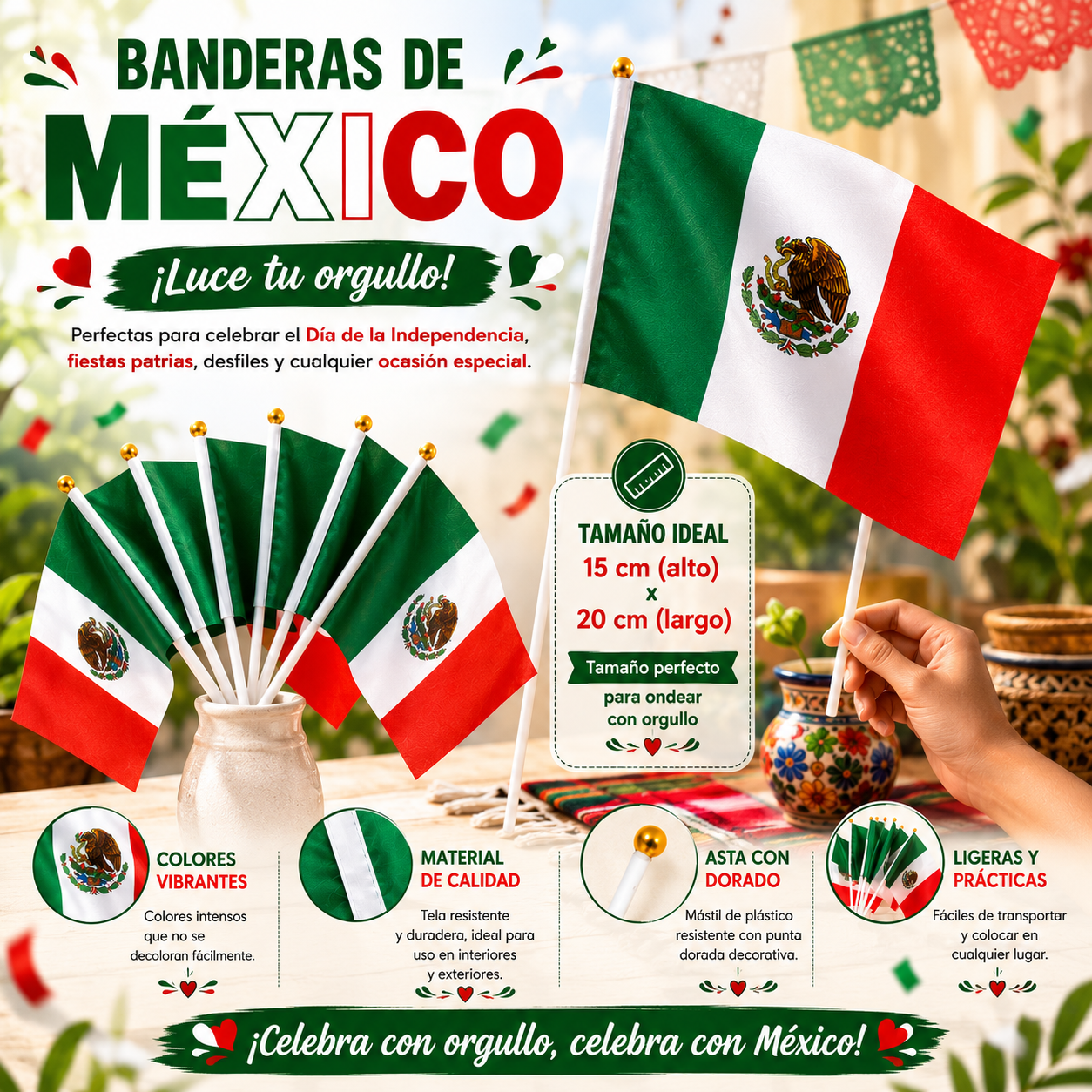 Banderas Mexicanas Mundialistas Chicas - Image 2