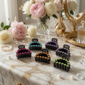 12 Pincitas Pedreria Colores para Cabello $4.2 c/u