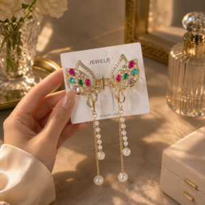 Alternative view of 6 Pinzas Mariposas Premium con Pedreria y Perlas $22 c/u