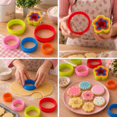 Sets de5 Cortadores Tamaños para Galletas Circular/Flor