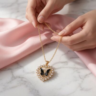 Collares con dije mariposa