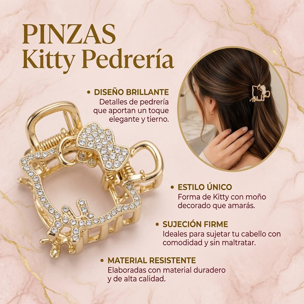 Pincitas Hello Kitty Pedreria Hermosa - Imagen 3