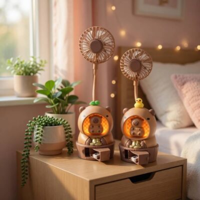Ventilador Capibara Patito con Sacapuntas