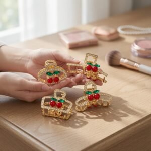 Pinzas Cereza con Pedrería Diseños 3D - Imagen 2