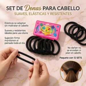 Sets de Donas Negras Clasicas para Cabello - Imagen 3