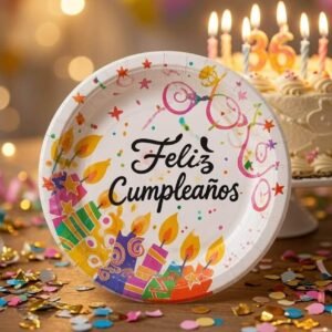 Sets Platos "Feliz Cumpleaños" para Fiesta Decorados Pasteleros - Imagen 5