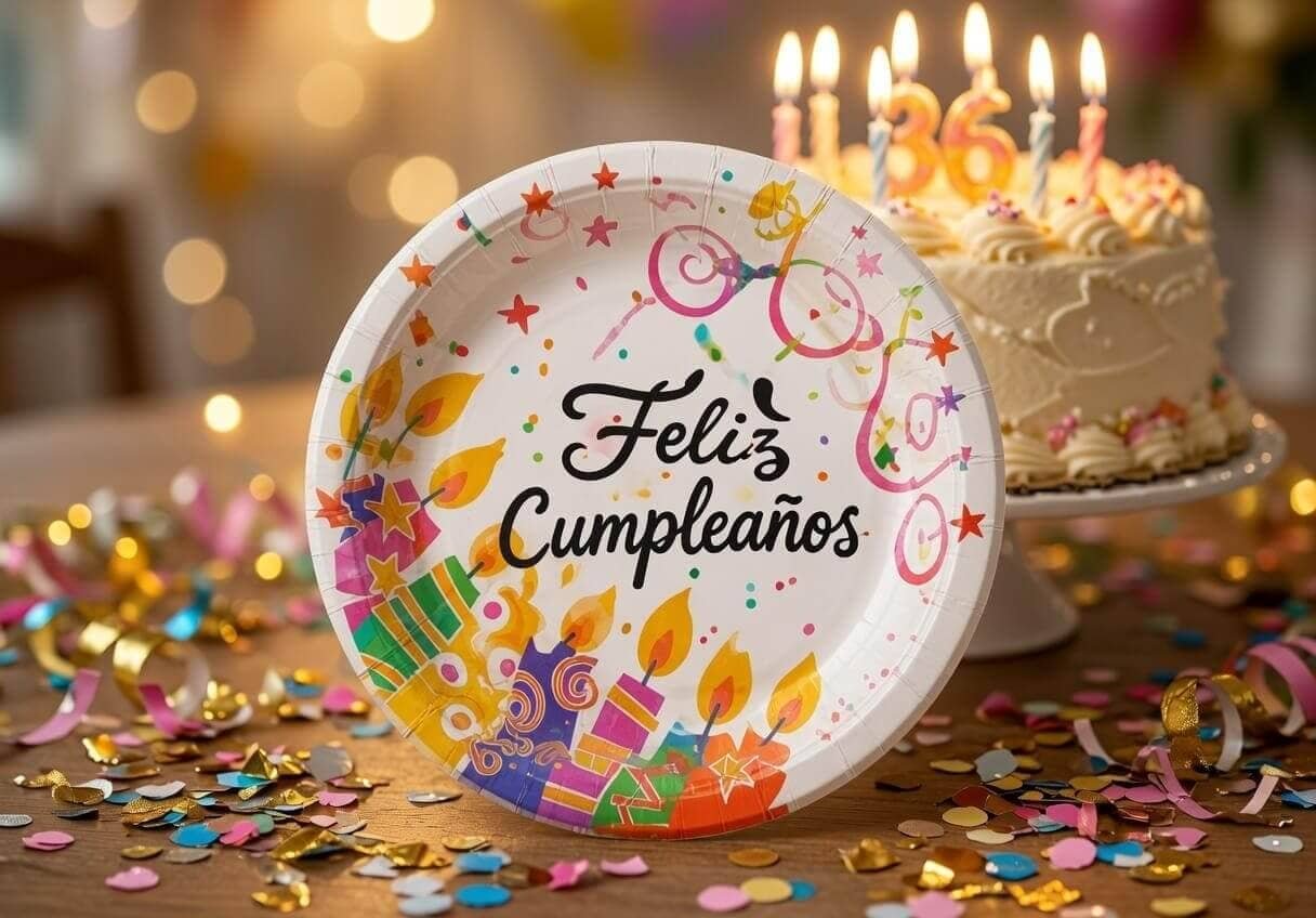 Sets Platos "Feliz Cumpleaños" para Fiesta Decorados Pasteleros - Imagen 5