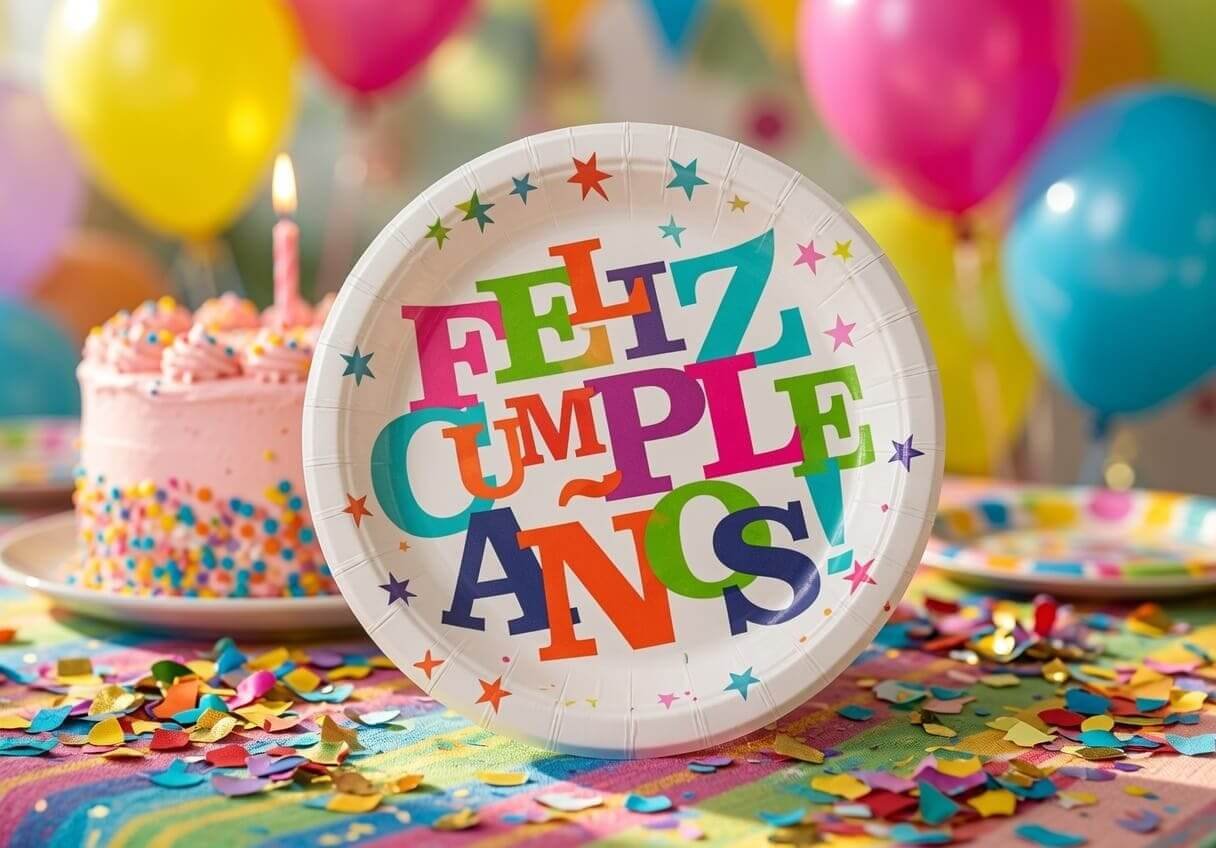 Sets Platos "Feliz Cumpleaños" para Fiesta Decorados Pasteleros