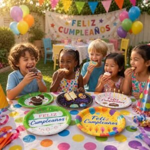 Sets de Platos "Feliz Cumpleaños" para Fiesta Decorados Grandes - Imagen 2