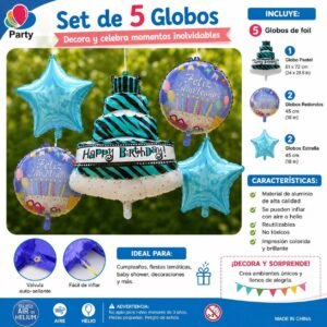 Sets 5 Globos Celebración Figuras - Imagen 3