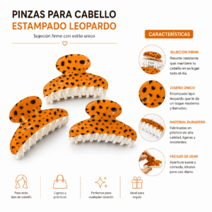 Pinzas para Cabello Estampado Leopardo - Imagen 3