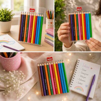 Caja de 12 colores Triangulares Grandes