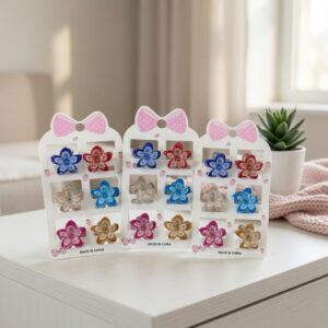 Sets de 3 Pares de Mini Pnzas para el Cabello Flores Hermosas