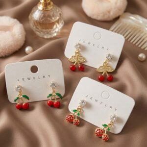 Pares de Aretes Cereza/Fresa Pedrería Hermosa