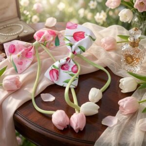 Moños con Tulipanes Estampados Hermosos