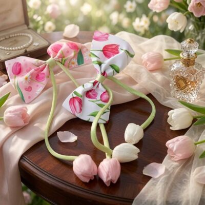 Moños con Tulipanes Estampados Hermosos