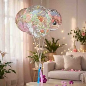 Globo Burbuja Decorado con Base luz y Popote - Imagen 2