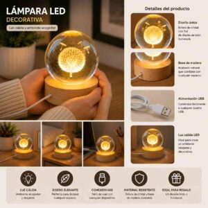 Lampara Galaxia Ch con Luz Dorada, Perfecta para Recamara