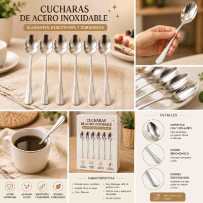 Cucharas Plateadas Elegantes Chicas