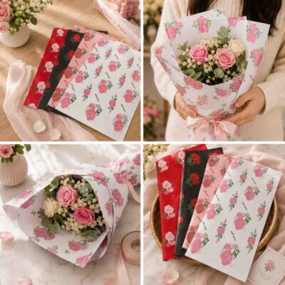Papel Coreano Rosas Estampadas Colores