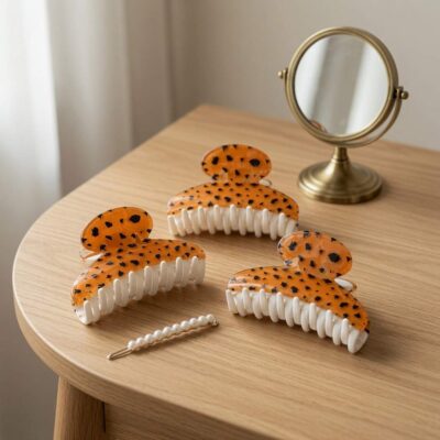 Pinzas para Cabello Estampado Leopardo