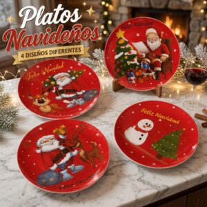 Plato de Cerámica con Estampado Navideño
