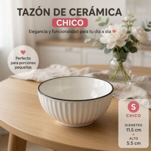 Tazón Mini de Ceramica Orilla Negra para Organizar/Cocina