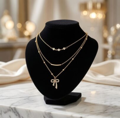 Collares Triples con Dijes Perlas/Pedreria