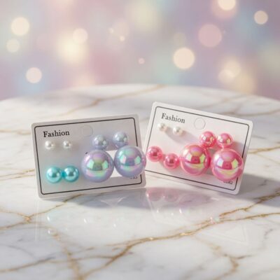 Sets 3 Pares de Aretes Tornasol Perla Colores