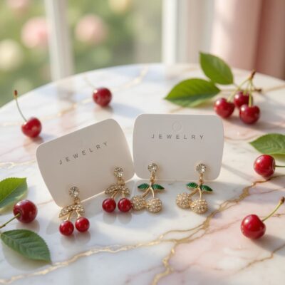 Aretes Cerezas Pedreria Hermosa