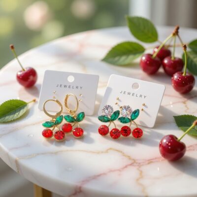 Aretes Cerezas Dorados