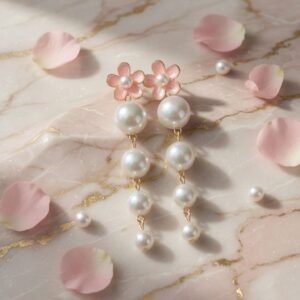 Aretes Perlas Colgantes con Pedreria - Imagen 3