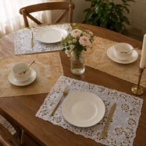 Manteles para Mesa Cuadrados Dorados/Plateados